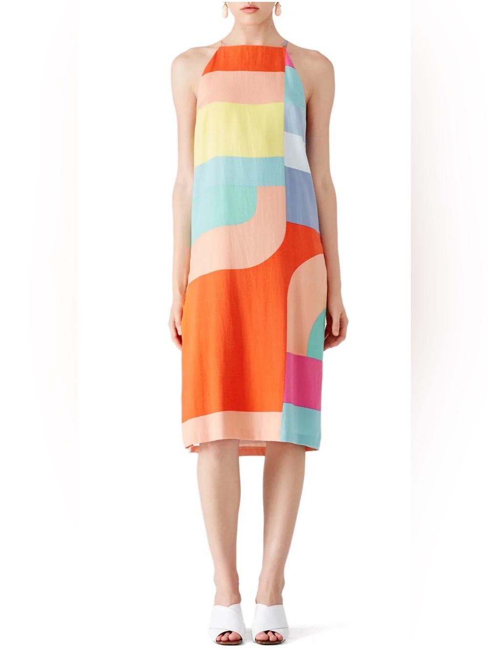 Mara Hoffman Colorblock Midi Shift Dress Size Medium Sustainable Quiet Luxury